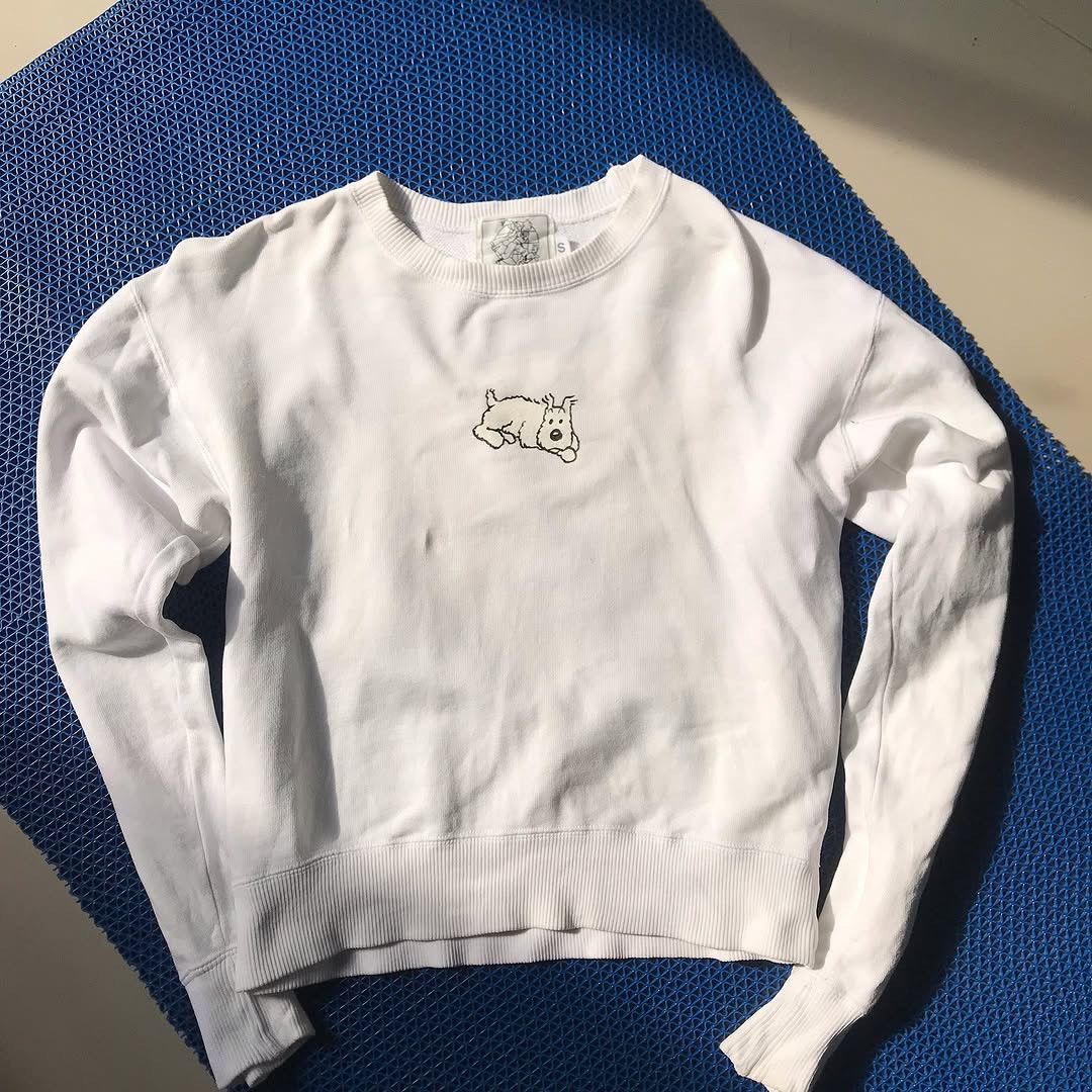 Cartoon Network × Vintage Vintage Tintin Herge Moulinsart 1996 White Sweater Crewnec Size S / US 4 / IT 40 - 4 Thumbnail