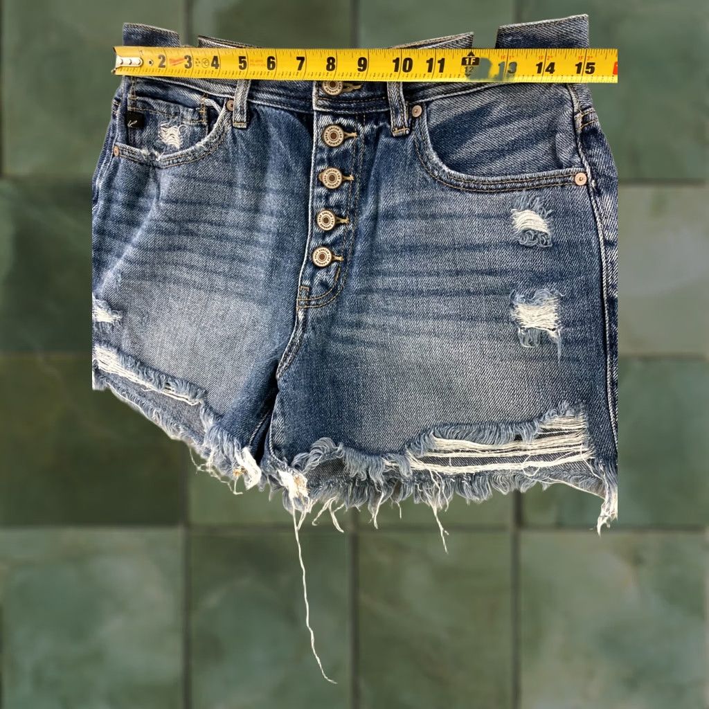 Denime Kancun Denim Shorts Womens L Blue 5-Pocket Regular Mid Rise Distressed Denim Shorts Size 36" / US 14 / IT 50 - 1 Thumbnail