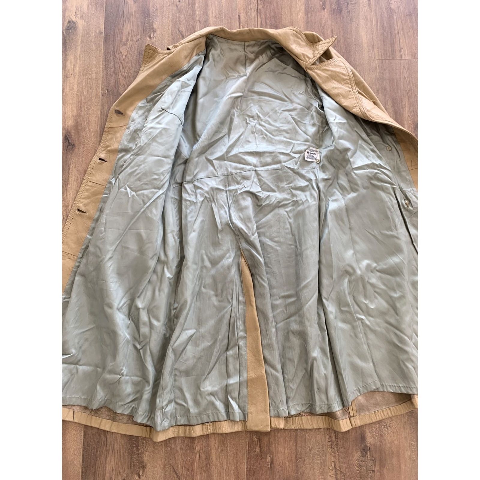 Fedeli VINTAGE Suede Life Brown Leather Collared Trench Coat Womens Size 18 Long Sleeve Coat Size XXL / US 16-18 / IT 52-54 - 6 Thumbnail