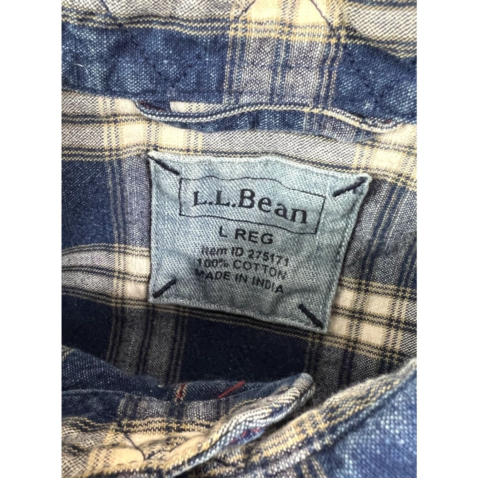 Vintage L.L. Bean Shirt Plaid Blue Button-Up Long Sleeve Size L Regular Cotton Mens Men Size US L / EU 52-54 / 3 - 5 Thumbnail