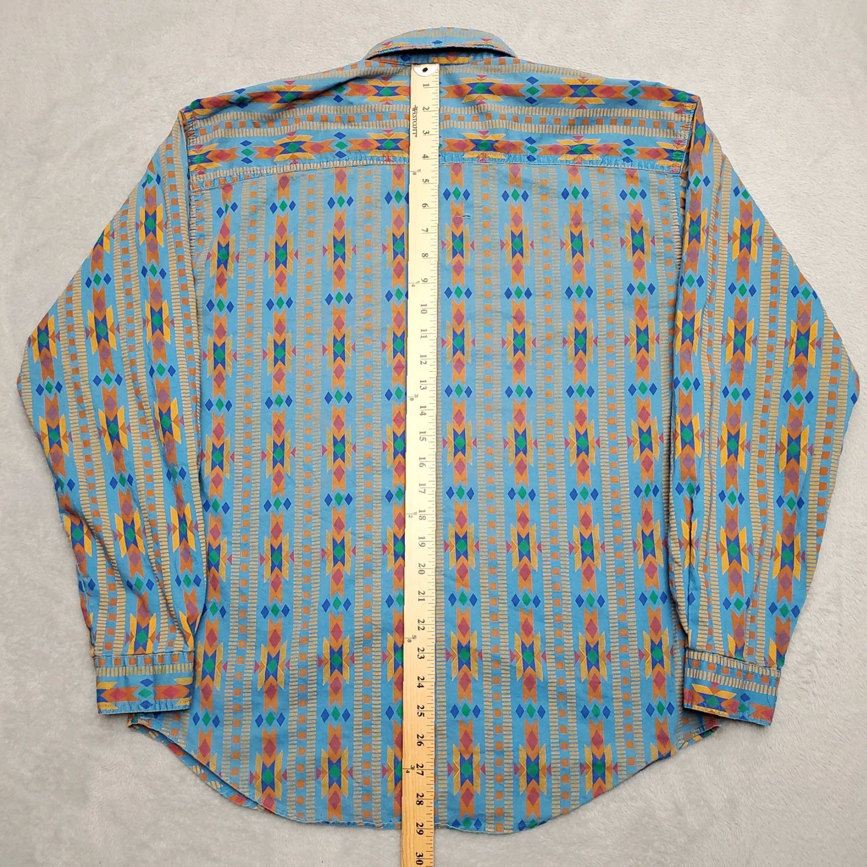Vintage VINTAGE Shirt Mens Medium Turquoise Orange Blue Aztec Southwestern Cowboy Casual Size US XL / EU 56 / 4 - 4 Thumbnail
