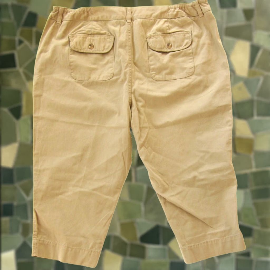 Liz Claiborne Liz Claiborne Pants Women 18P Cropped Sloan Sits Lower In the Waist Chino Wide-Leg Cropped Sloan Pant Women 18P Brown Cotton Flat Front Pockets NWT Size 40" / US 18 - 1 Thumbnail