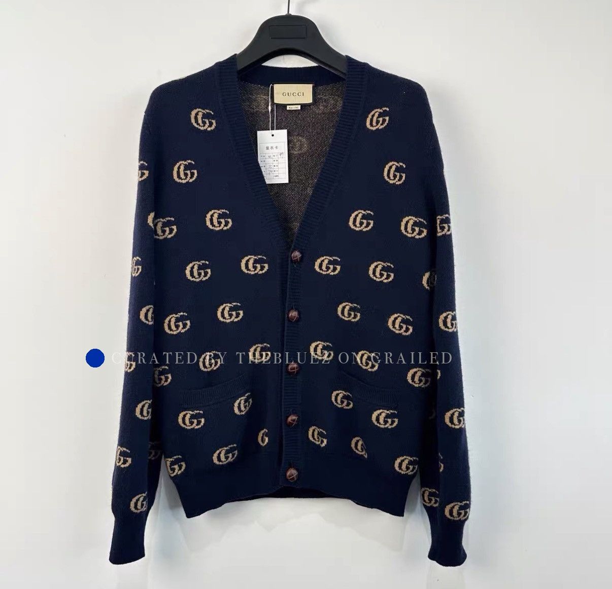 Gucci All-over Logo V-neck Wool Knit Cardigan Size US M / EU 48-50 / 2 - 1 Thumbnail