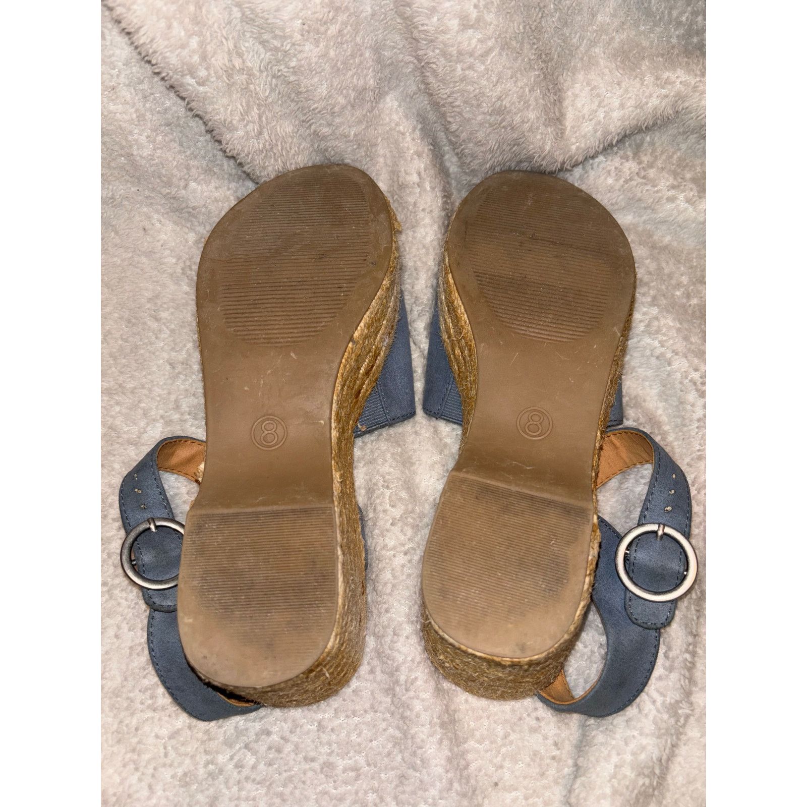 The Unbranded Brand Blue Suede Universal Thread Wedges Size 8 Size US 8 / IT 38 - 7 Thumbnail