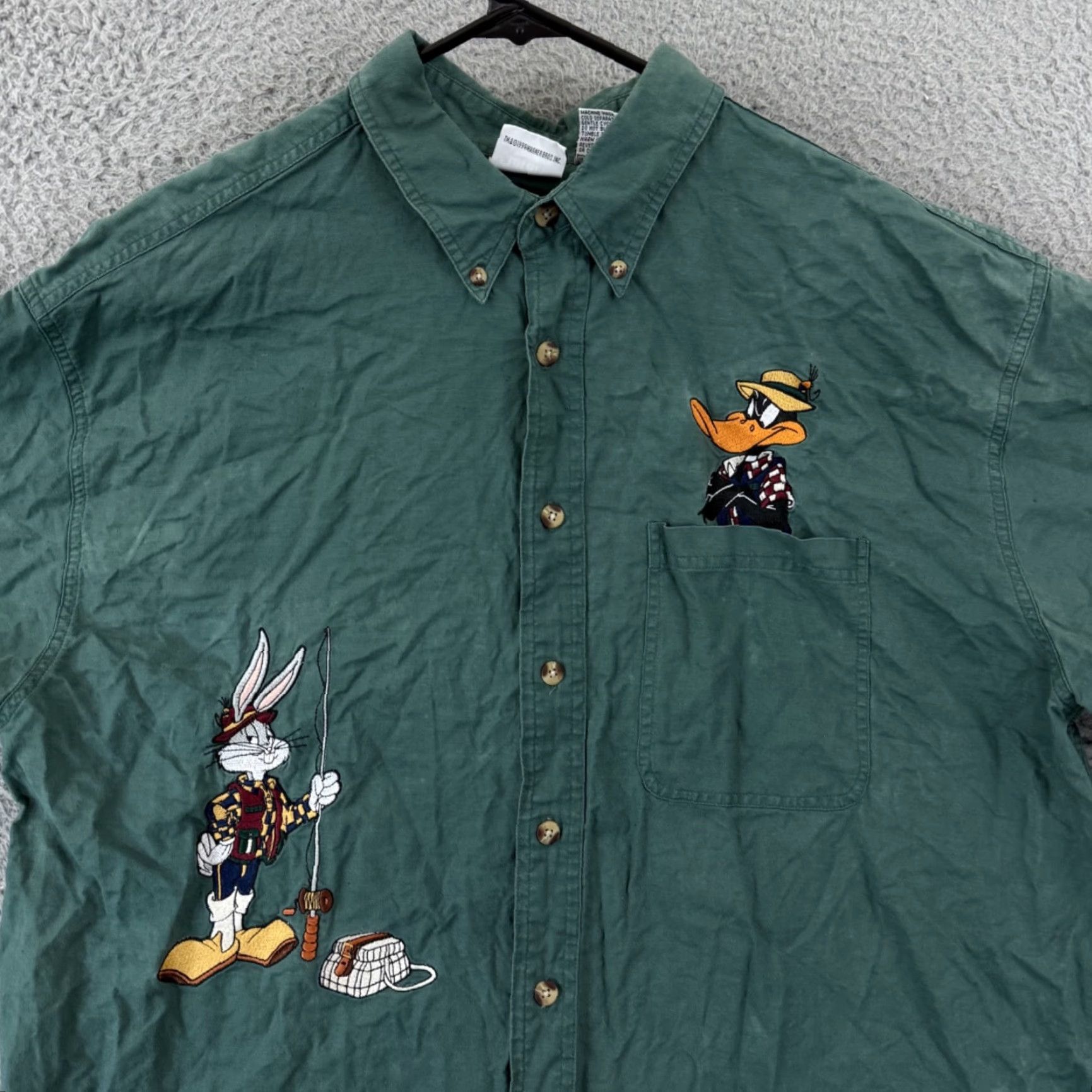 Vintage VINTAGE ACME Studio Looney Tunes Shirt Mens XL Green 90s Button-Up Size US XL / EU 56 / 4 - 3 Thumbnail