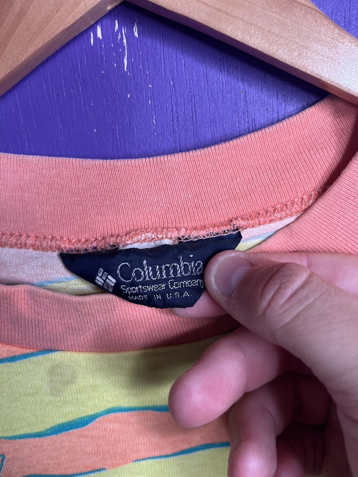 Columbia × Vintage Vintage 90s Columbia sportswear striped fishing t-shirt Size US XXL / EU 58 / 5 - 4 Thumbnail