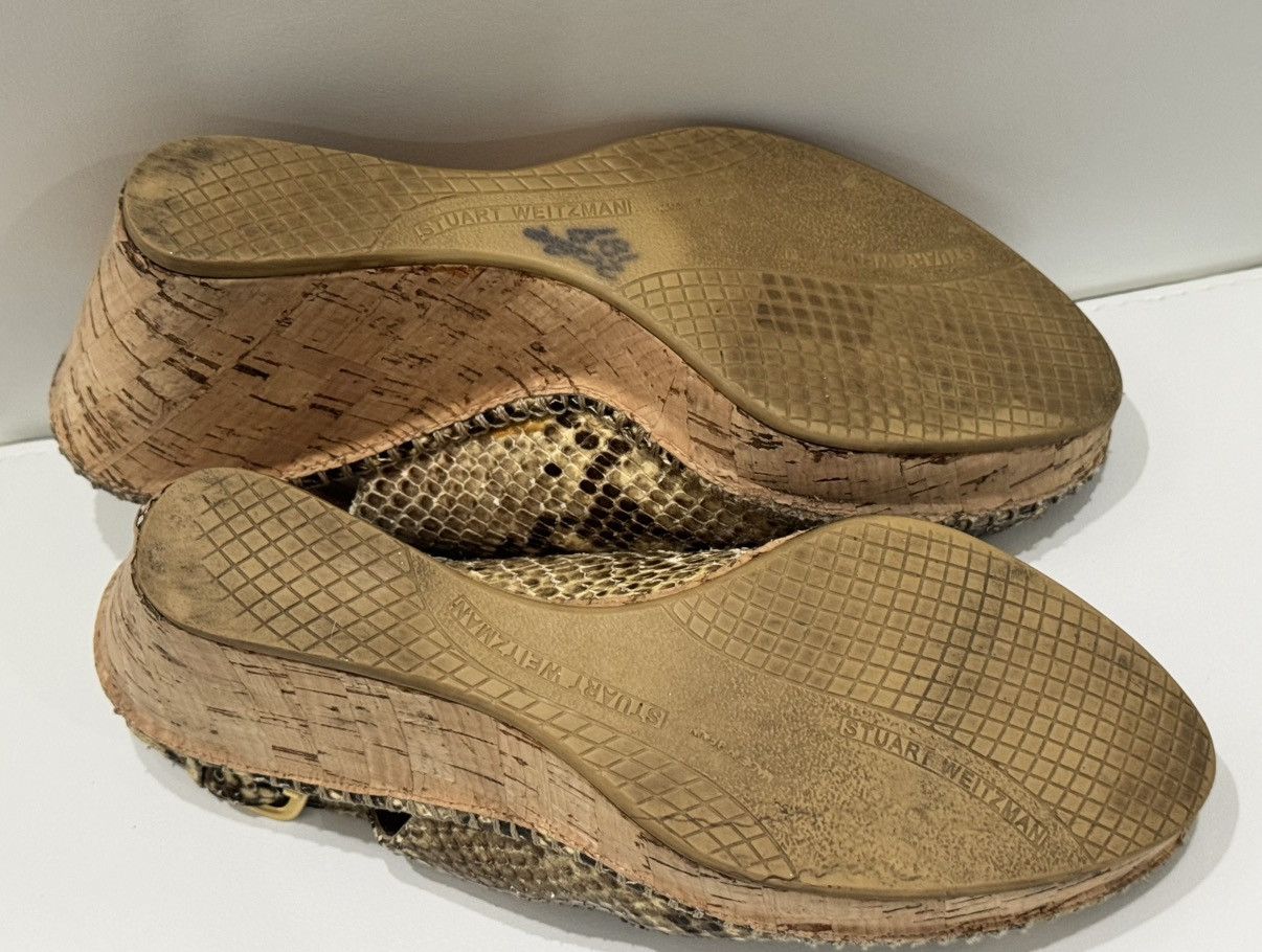Stuart Weitzman Stuart Weitzman Snake Print Wedge Slingback Buckle Sandals Size US 7.5 / IT 37.5 - 8 Thumbnail
