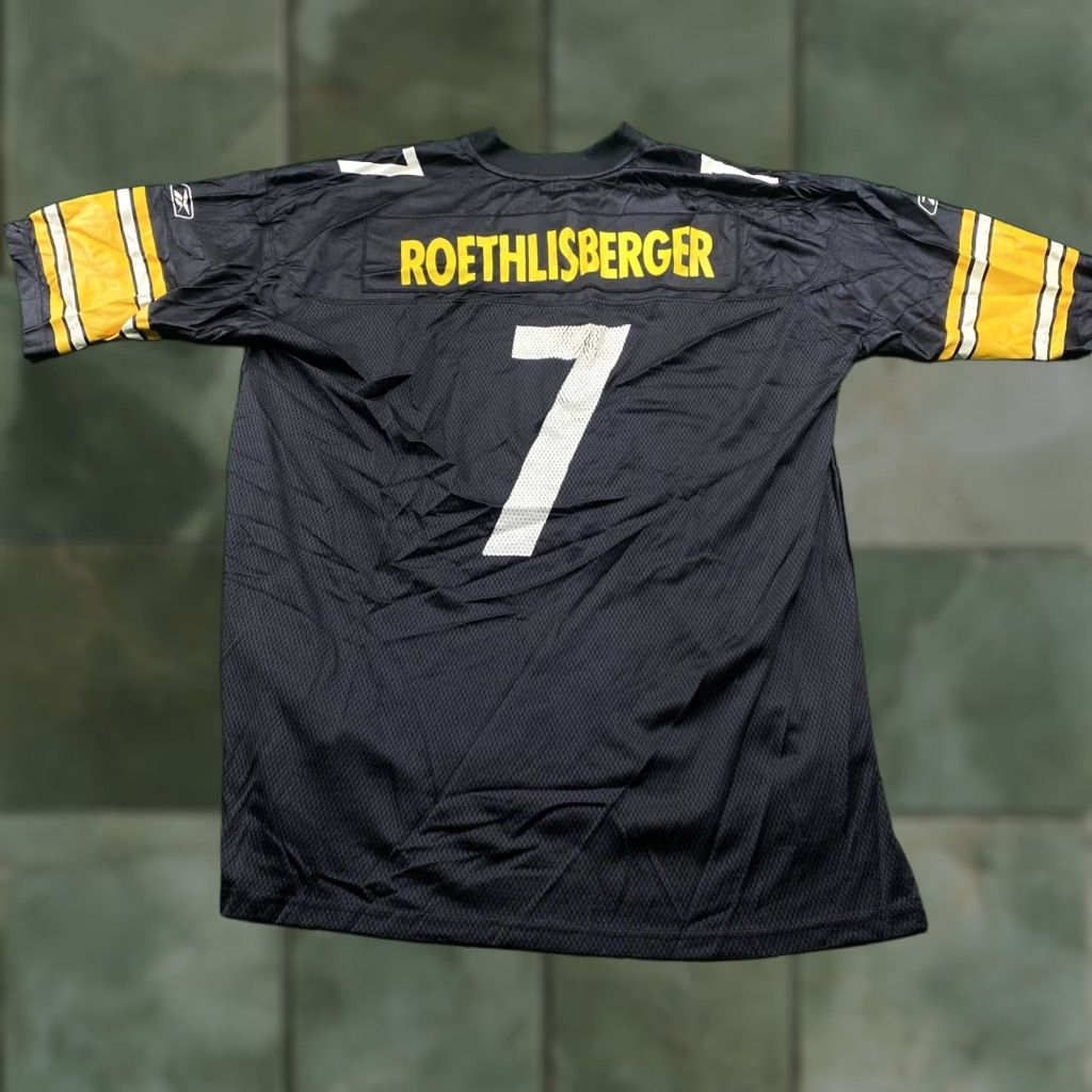Reebok VINTAGE Ben Roethlisberger Jersey Mens XL Black Pittsburgh Steelers NFL Football Shirt (T-Shirt) Logo Ah Size US XL / EU 56 / 4 - 1 Thumbnail