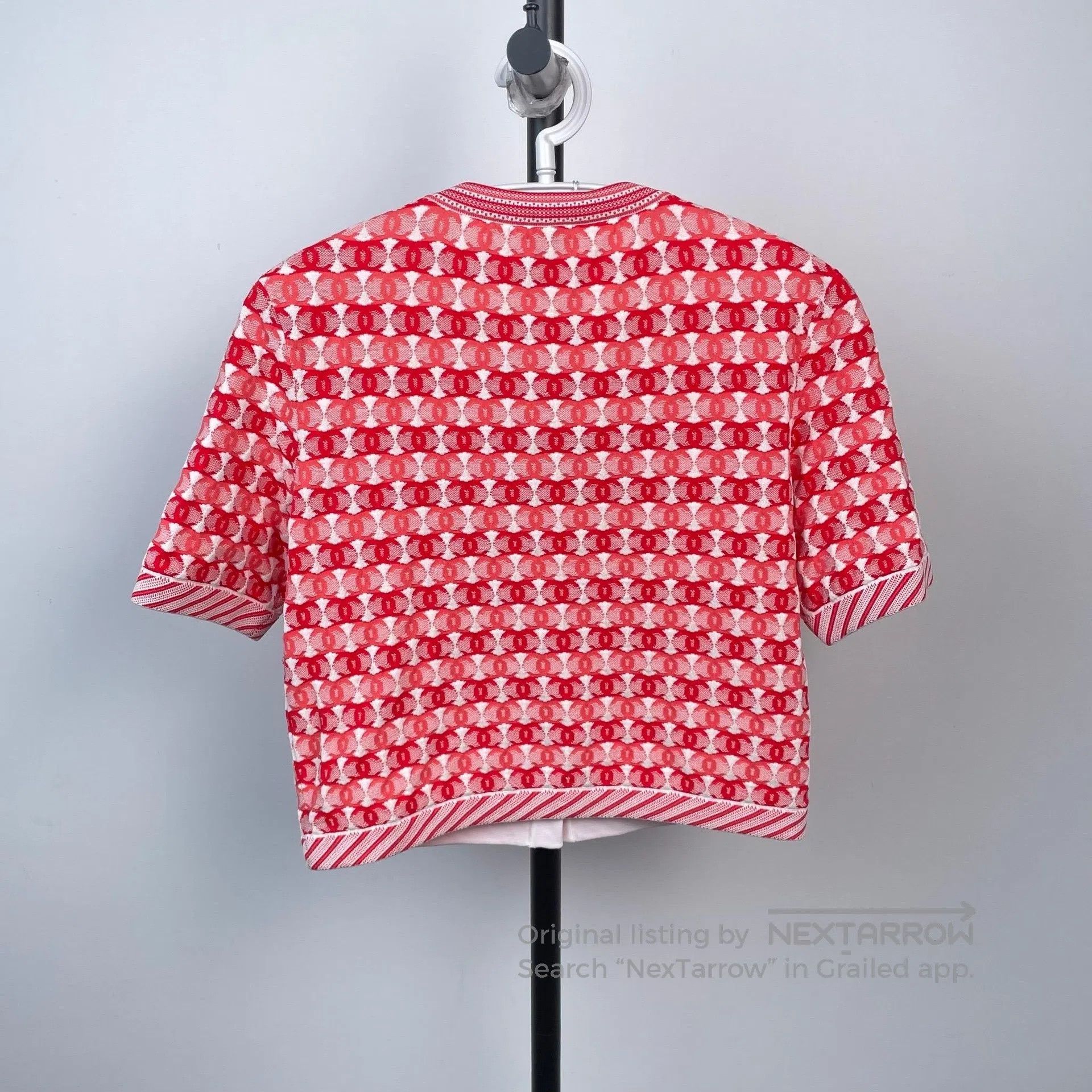 Chanel Chanel Red Full Logo Knit Short Sleeve Cardigan Top| Size XS / US 0-2 / IT 36-38 - 2 Thumbnail