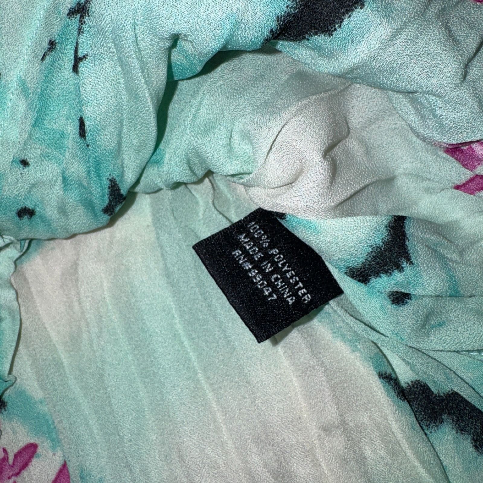 Other Piano Seafoam Green & Pink Floral Ruffle Y2K Sheer Blouse Bu Size M / US 6-8 / IT 42-44 - 6 Thumbnail