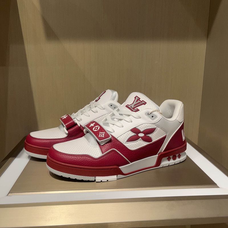 Louis Vuitton Louis Vuitton Red Leather Trainer Sneakers 0079 Size US 9.5 / EU 42-43 - 1 Thumbnail