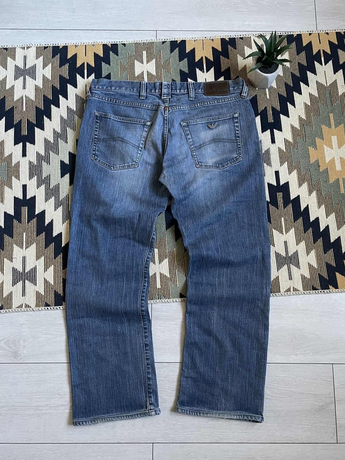 Armani × Vintage Vintage Armani Matal Logo Denim Jeans Size US 33 - 1 Thumbnail