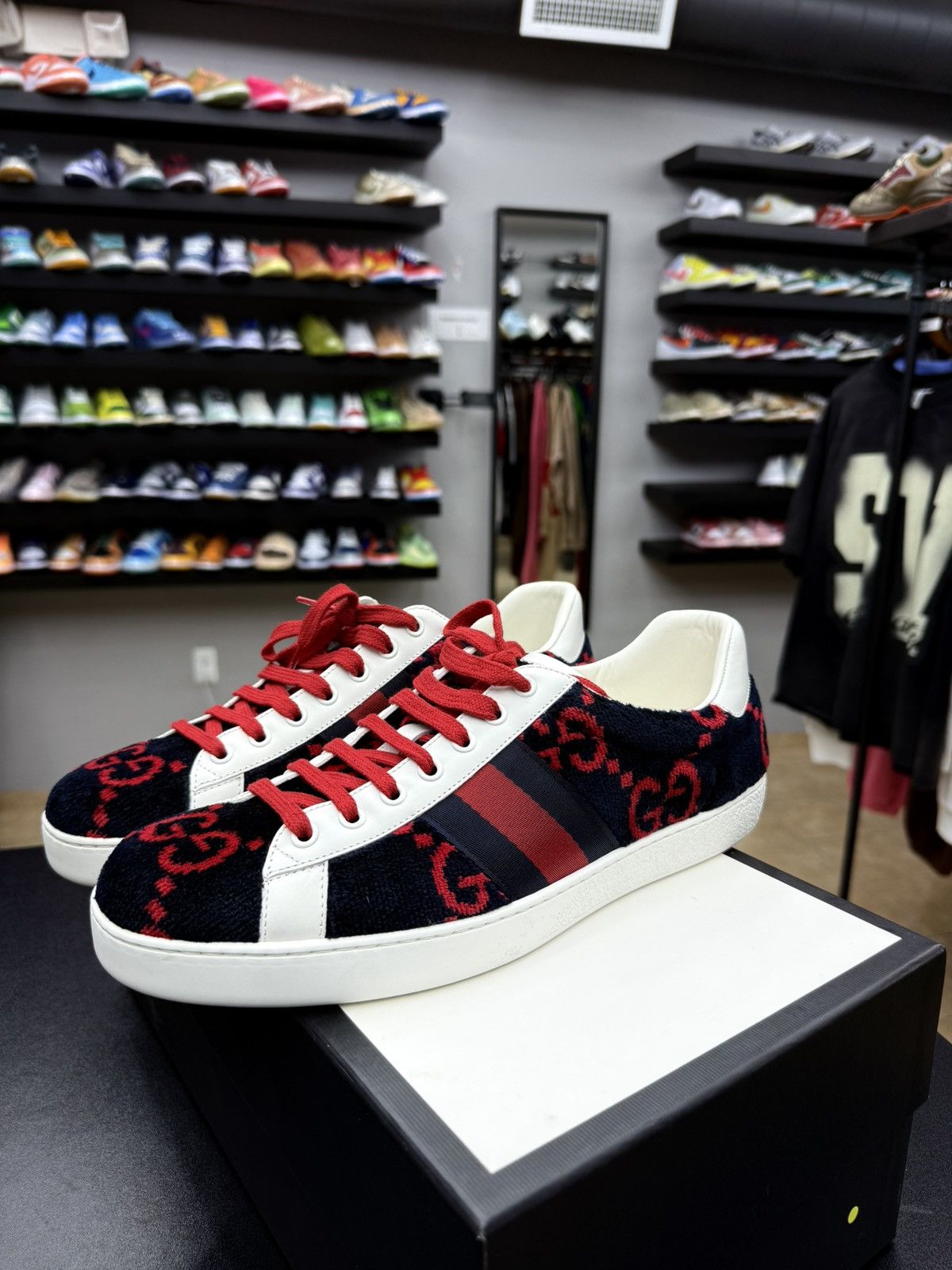 Gucci Gucci Ace GG Logo Terry Cloth Navy Velvet SZ 9.5 G / 10 Us Size US 10 / EU 43 - 4 Thumbnail