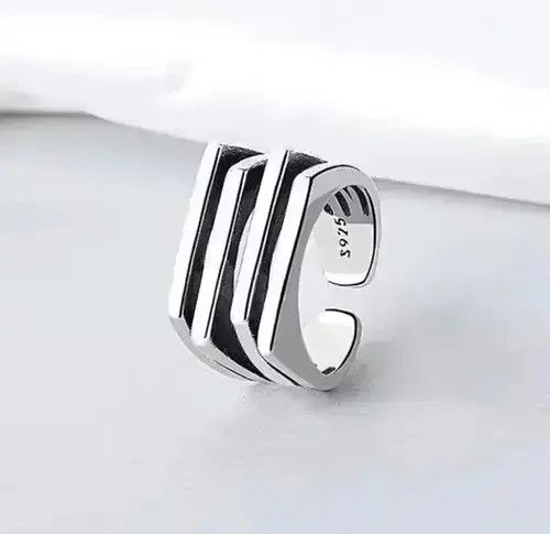 Jewelry x Ring Gold Plated Streetwear Vintage Geometric Ring in Silver, Men's