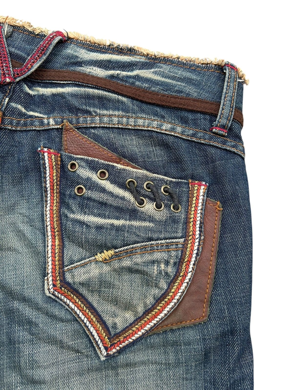 If Six Was Nine × KMRii × Le Grande Bleu (L.G.B.) ☠️ Red Papper Japanese Punk Rusty Faded Denim Jeans Lowrise Size US 30 / EU 46 - 13 Thumbnail