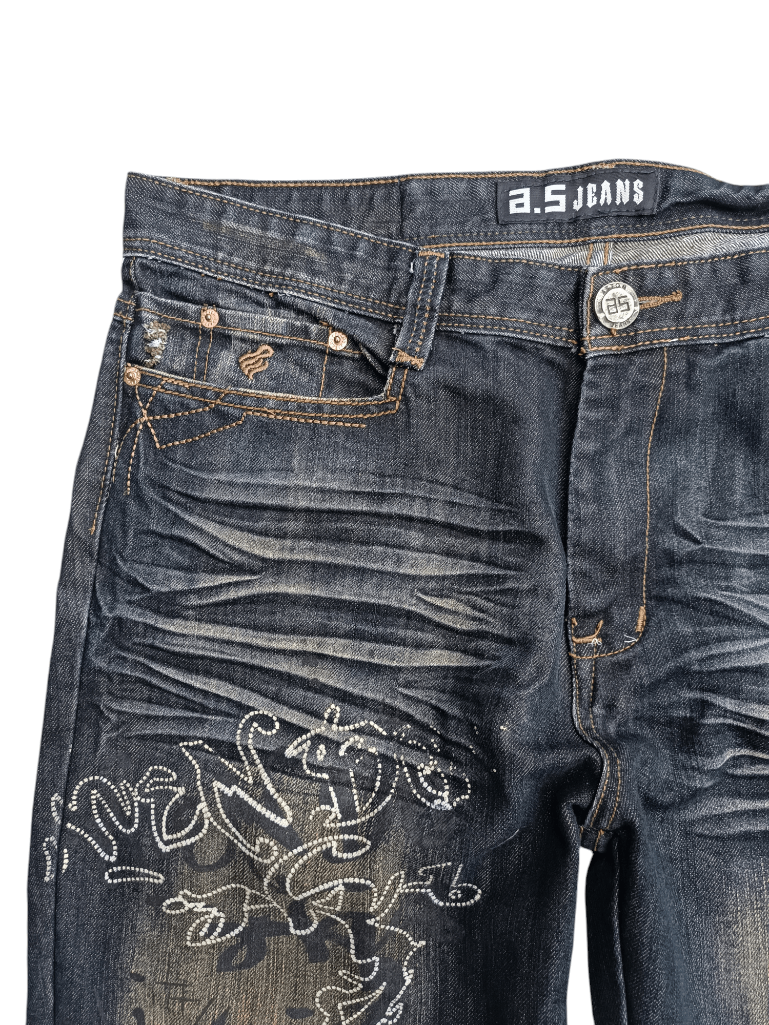 Japanese Brand RARE 🔥 A.S Aston Jeans Whiskers Print & Embroidery Denim Size US 36 / EU 52 - 14 Thumbnail