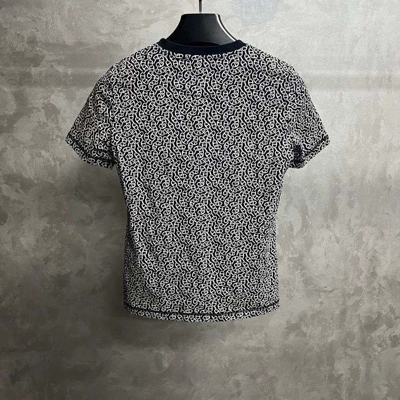 Hermes Black and Blue Patterned Short Sleeve Top-2506 Size US M / EU 48-50 / 2 - 4 Thumbnail