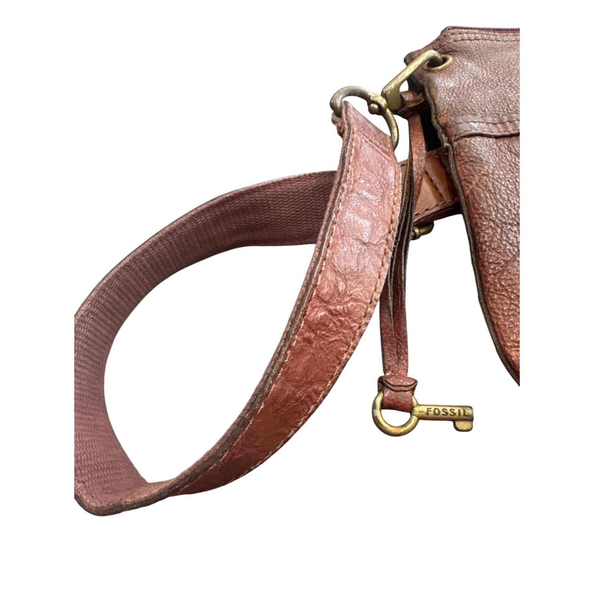 Fossil Fossil Womens Brown Leather Vintage Crossbody Handbag SKU 86 Size ONE SIZE - 2 Thumbnail