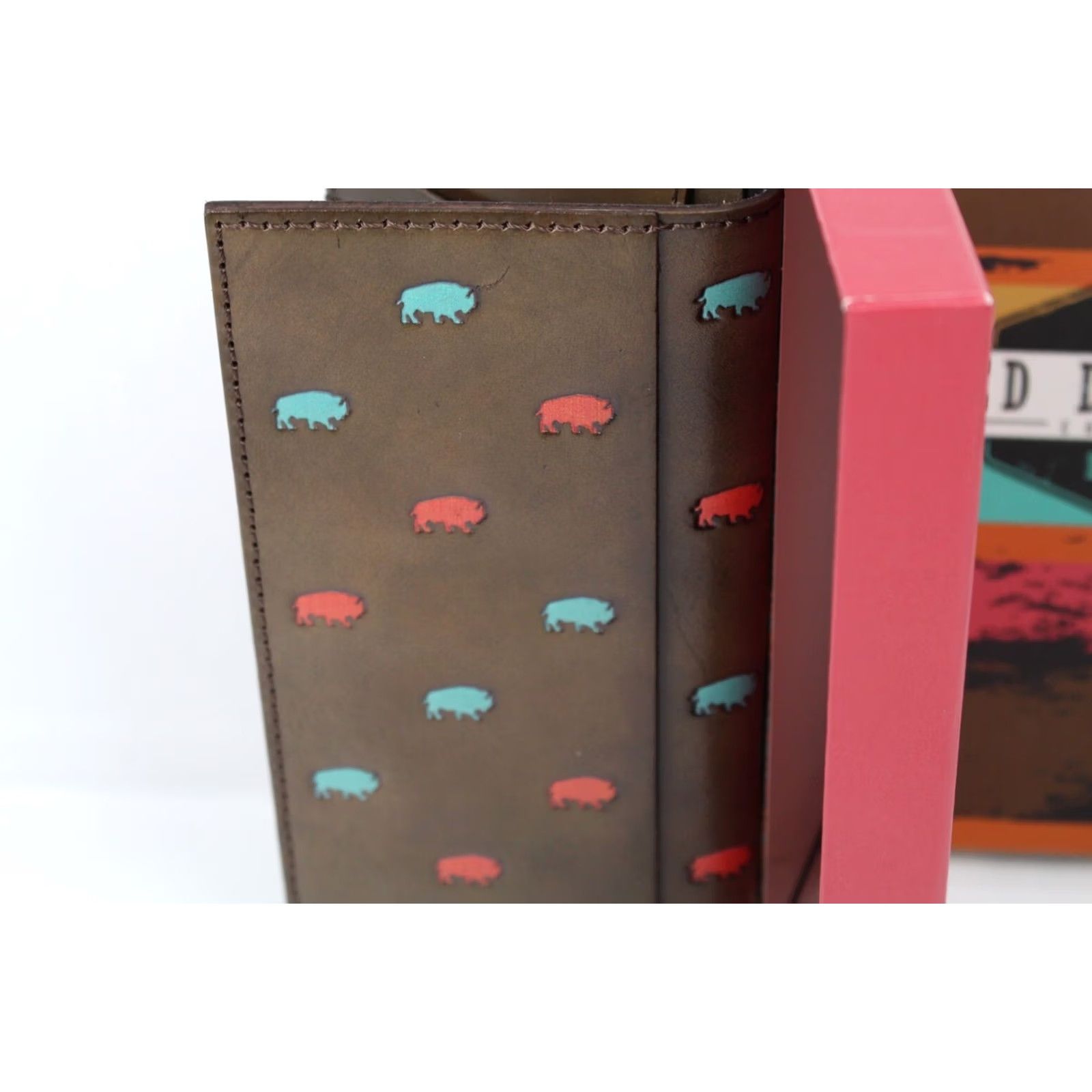 Vintage VINTAGE Red Dirt Hat Men's Rodeo Wallet Bison Buffalo Western Cowboy Leather Brown Multi Size ONE SIZE - 6 Thumbnail
