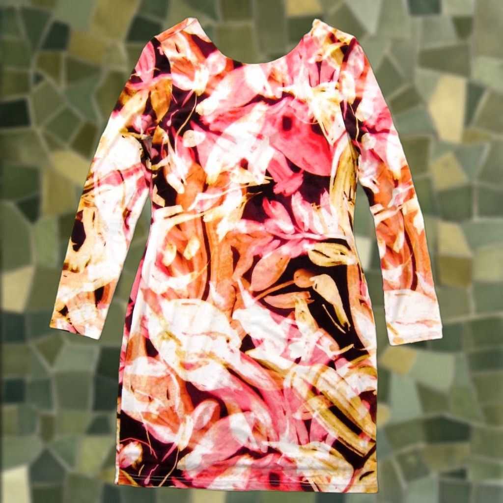 Jennifer Lopez Pink Floral Stretch Long Sleeve Low Back Sheath Dress L -  homelandexpress.co.uk