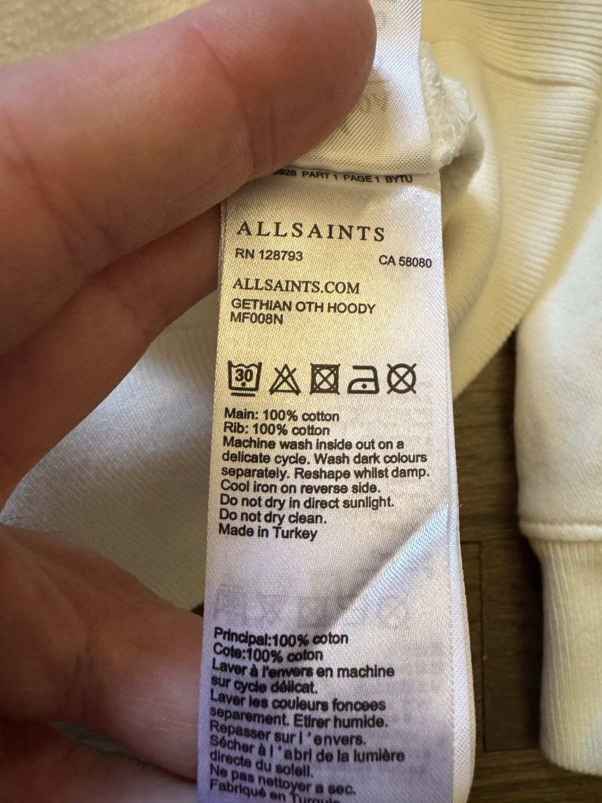 Allsaints Allsaints White Pullover Hoodie Size US M / EU 48-50 / 2 - 8 Thumbnail
