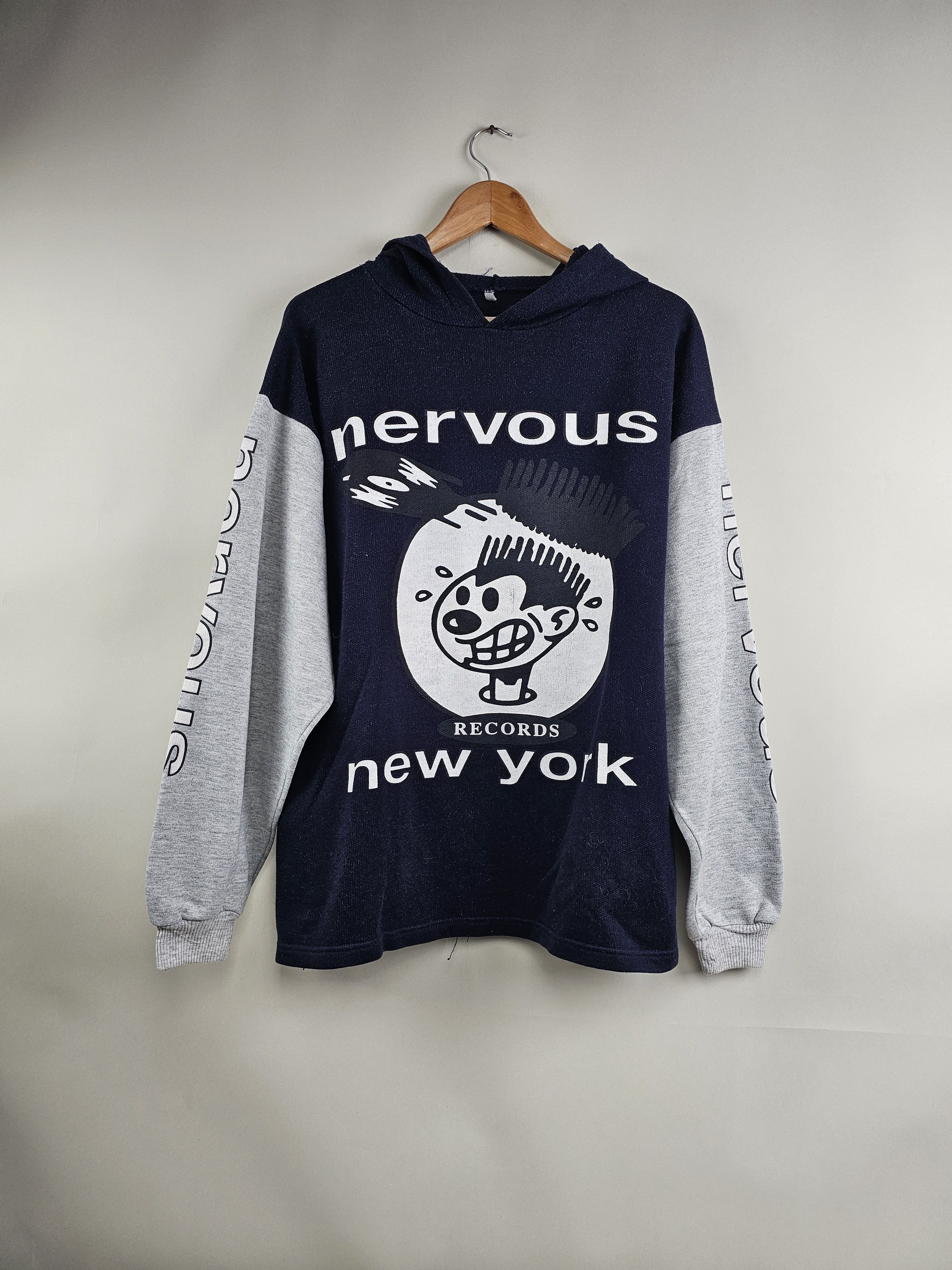 image of Band Tees x Rap Tees 90's Nervous Records New York Hoodie XL 24" 28" in Black, Men's