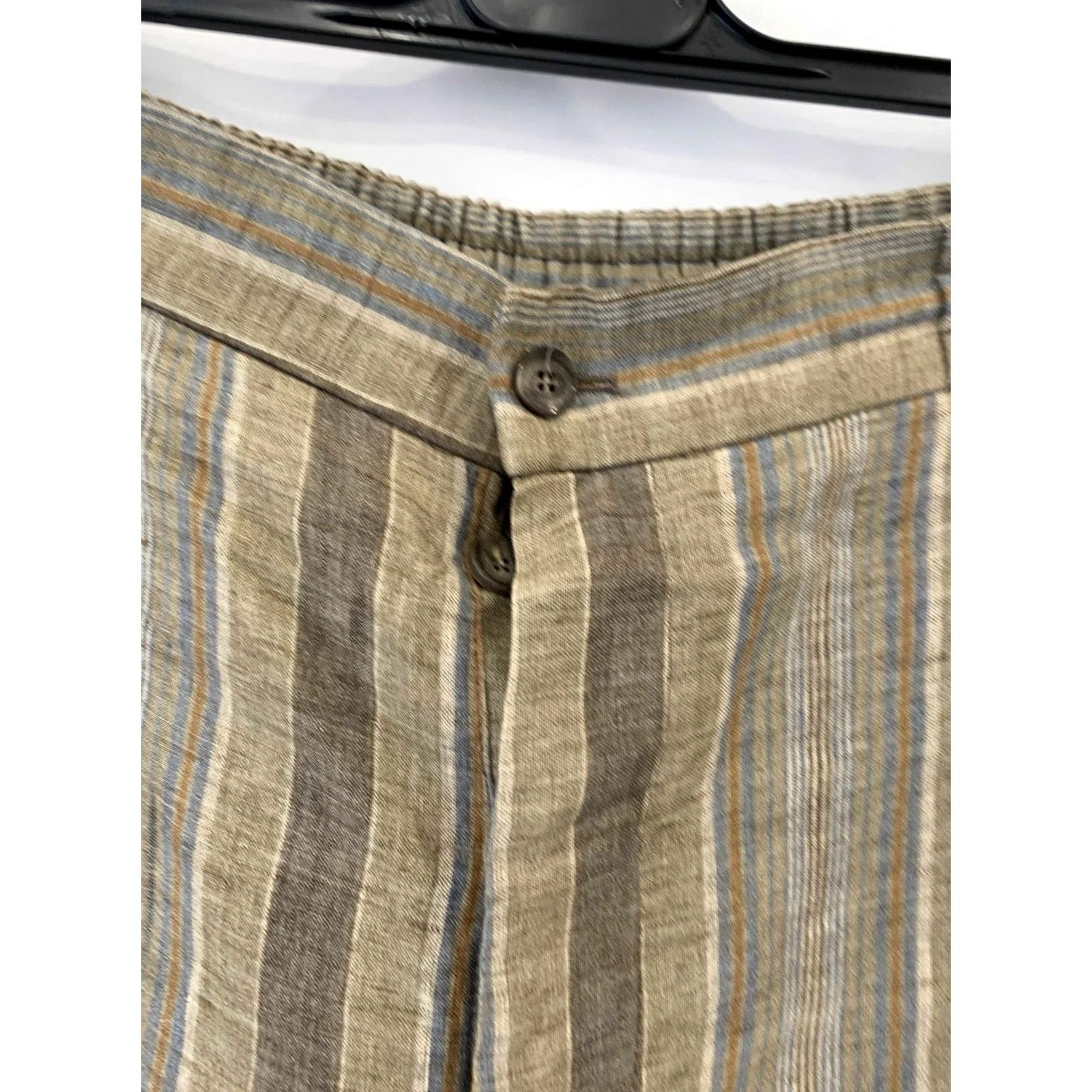 Etro Etro Milano Men’s Linen Striped Trousers Pants XL Brown Beige Blue Stripes 100% Linen Made in Italy Relaxed Elastic Hem 58 XL Threaded "P4" Size US 36 / EU 52 - 6 Thumbnail