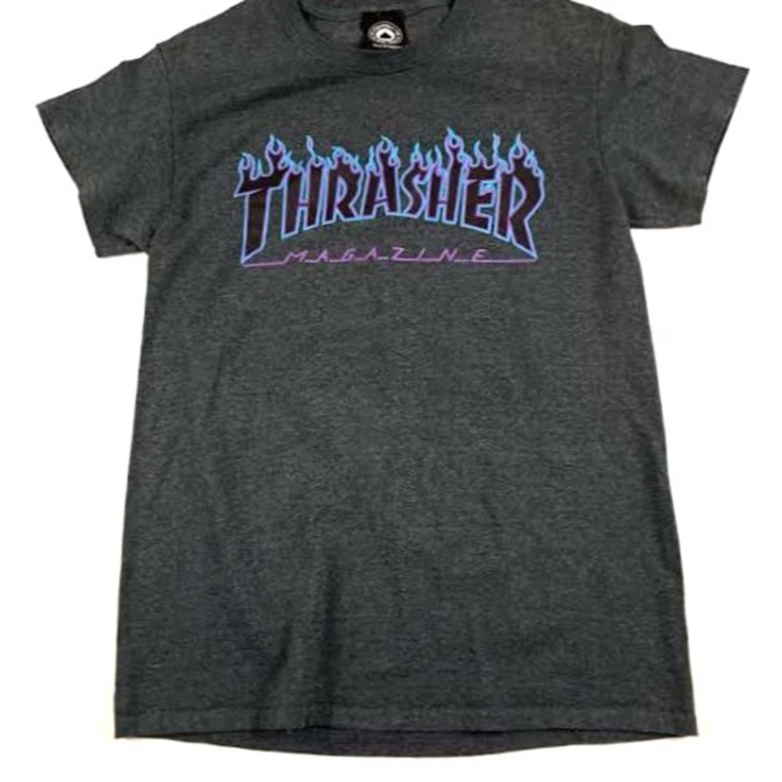Thrasher VINTAGE Thrasher Size S T-Shirt Burgundy & Dark Grey Skateboarding Men's Size US S / EU 44-46 / 1 - 3 Thumbnail