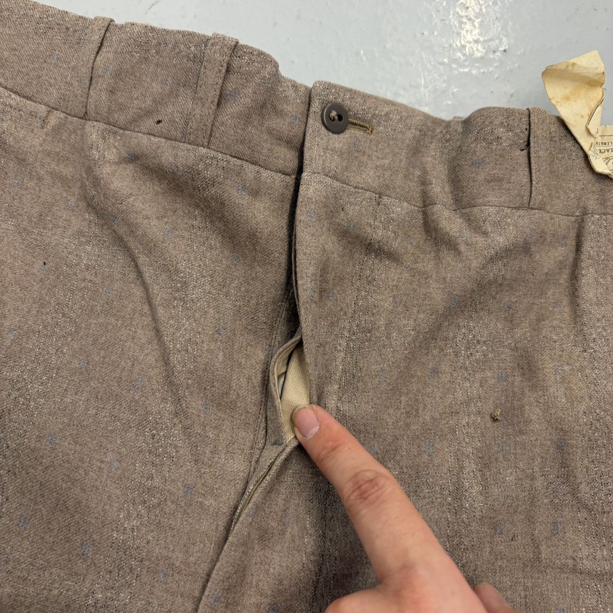 Other NOS Vintage 50s Tan Fleck Wool Wide Leg Trousers 36x27 Size US 36 / EU 52 - 3 Thumbnail