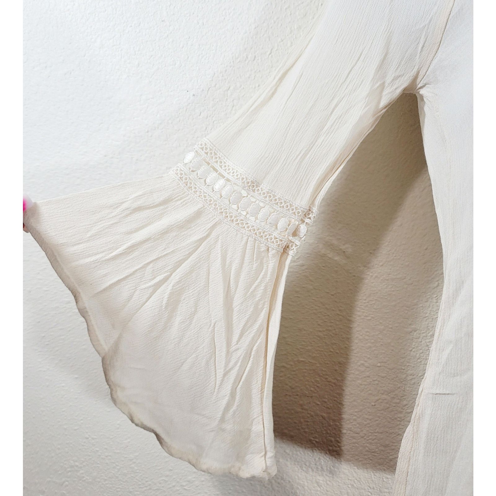 Other Knit Works Cream Blue Embroidered Boho Top Medium Size M / US 6-8 / IT 42-44 - 7 Thumbnail