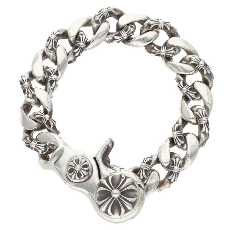 Chrome Hearts Crocodile skin Alligator Punk Stud Spike Bracelet