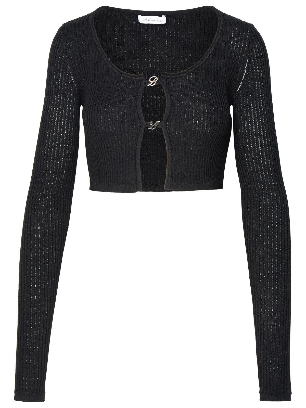 image of Blumarine Black Viscose Blend Crop Sweater, Women's (Size Medium)