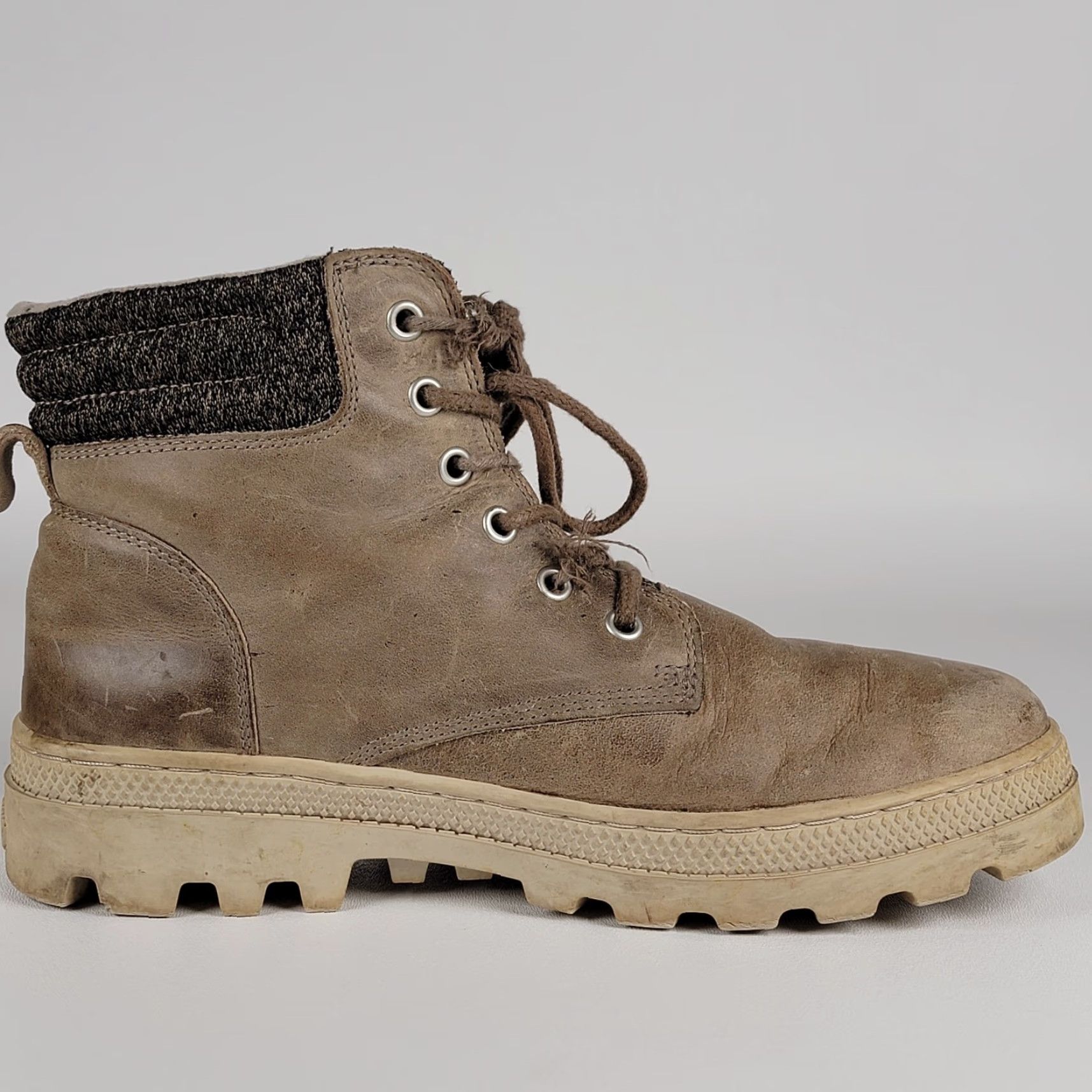 Palladium Palladium Boots Women’s Lace-Up Ankle Size 9.5 Tan Leather/Fabric Combat Block Heel Womens Shoes Size US 8 / IT 38 - 6 Thumbnail