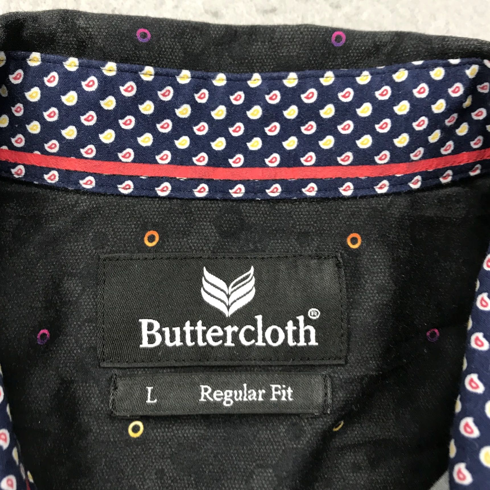 Vintage Buttercloth Shirt Mens Large Black Regular Flip Cuff Geometric Casual Cotton Size US L / EU 52-54 / 3 - 5 Thumbnail