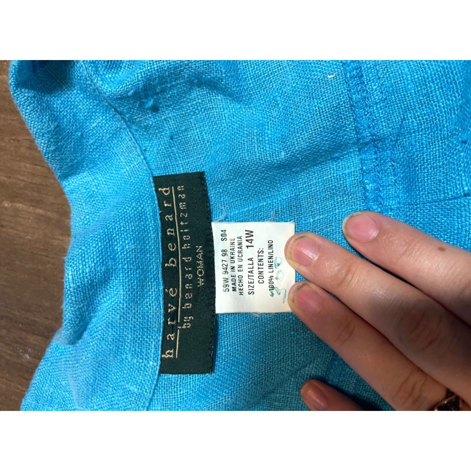 Vintage HARVE BERNARD Jacket with Blouse Womens 16W Blue 100% Linen Shacket Jacket Blue 16W Womens Size XXL / US 16-18 / IT 52-54 - 5 Thumbnail