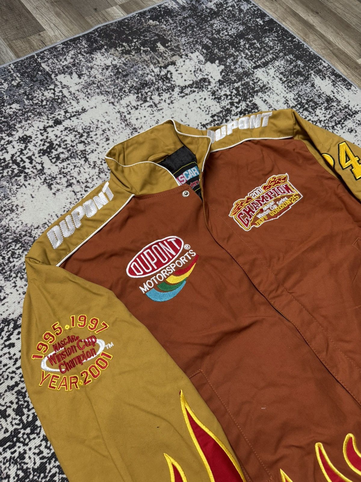 Jeff Hamilton Vintage Jeff Hamilton Racing Jacket Jeff Gordon Flames Size US L / EU 52-54 / 3 - 6 Thumbnail