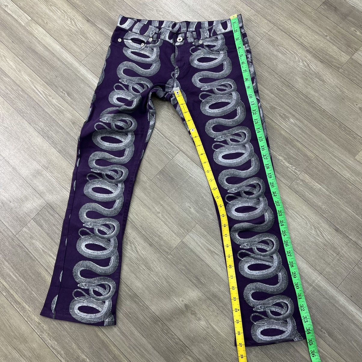Hysteric Glamour RARE💜 1998s Hysteric Glamour Snake Print Purple Flared Jeans Size US 28 / EU 44 - 23 Thumbnail