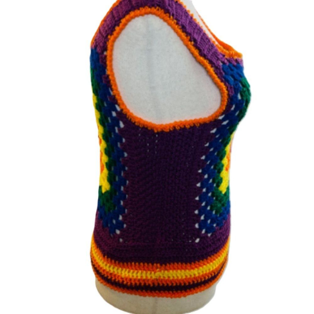 Handmade Crochet Vest Tank Top Retro 70's Hippie Granny Square Rib Ti Size ONE SIZE - 4 Thumbnail