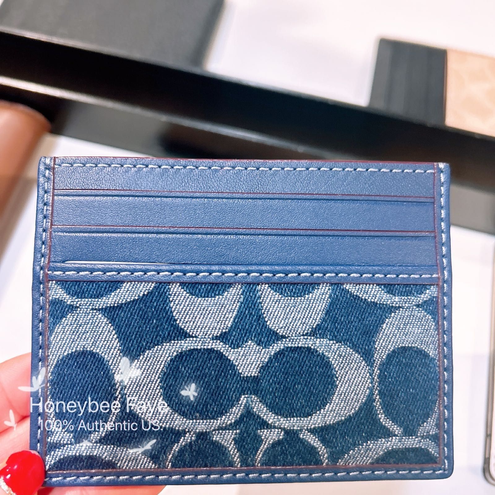 NWT Coach Slim Id Card Case In Signature Denim CY907