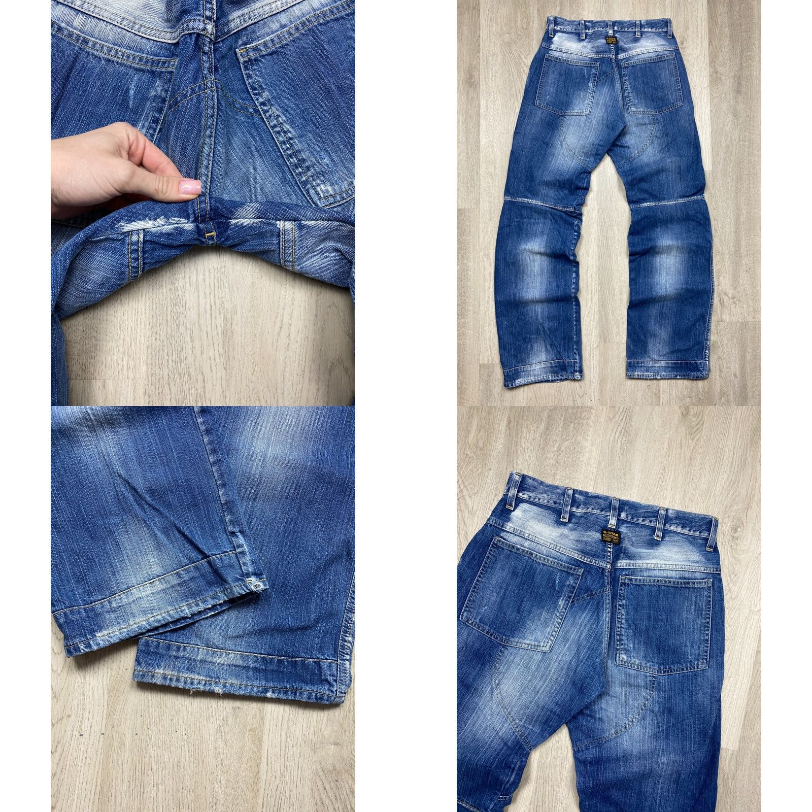 G-Star G Star Raw 90s Vintage Mens Double Knee Denim Jeans Pants Size 32 Regular Blue Denim 90s Mens Jeans Size US 32 / EU 48 - 8 Thumbnail