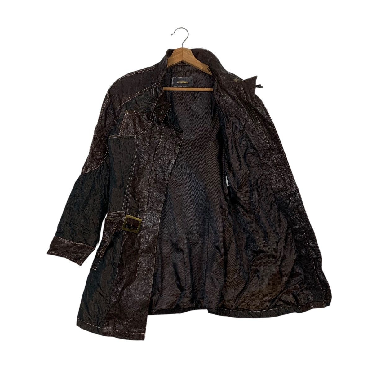 Leather PUNTO Hybrid Leather Trench Coat Jacket #2180-C96 Size M / US 6-8 / IT 42-44 - 7 Thumbnail