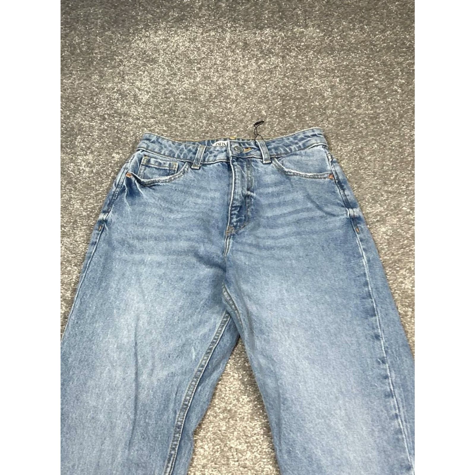 Zara Zara Jeans Womens 2 Light Wash Denim Taper Leg High Rise Zipper Jeans Blue Womens Size 26" / US 2 / IT 38 - 3 Thumbnail
