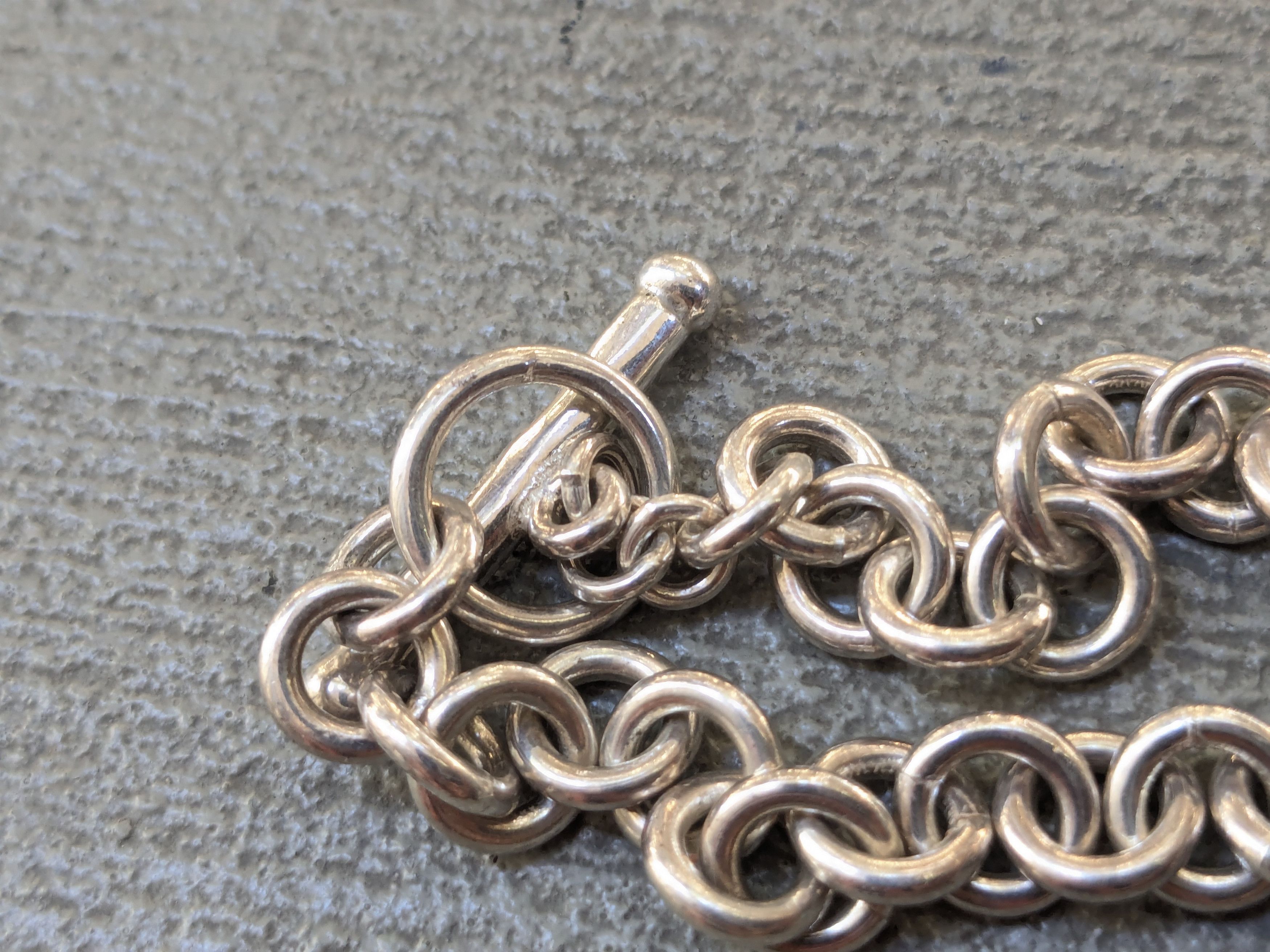 Jewelry Vintage Sterling Silver Bracelet Rolo Round 7.5" Chain Link Size ONE SIZE - 10 Thumbnail