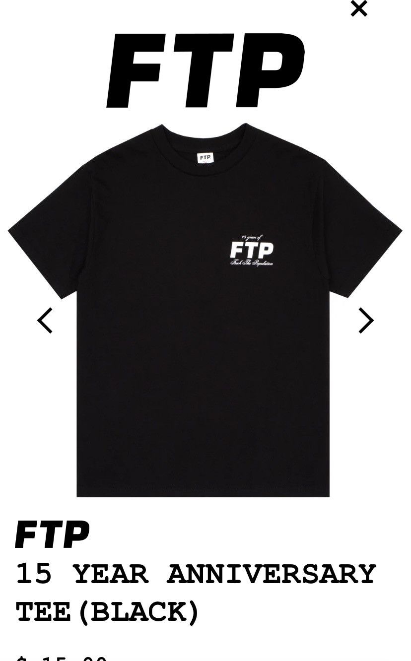 Fuck The Population FTP 15 Year Anniversary Tee Black XL Size US XL / EU 56 / 4 - 5 Thumbnail