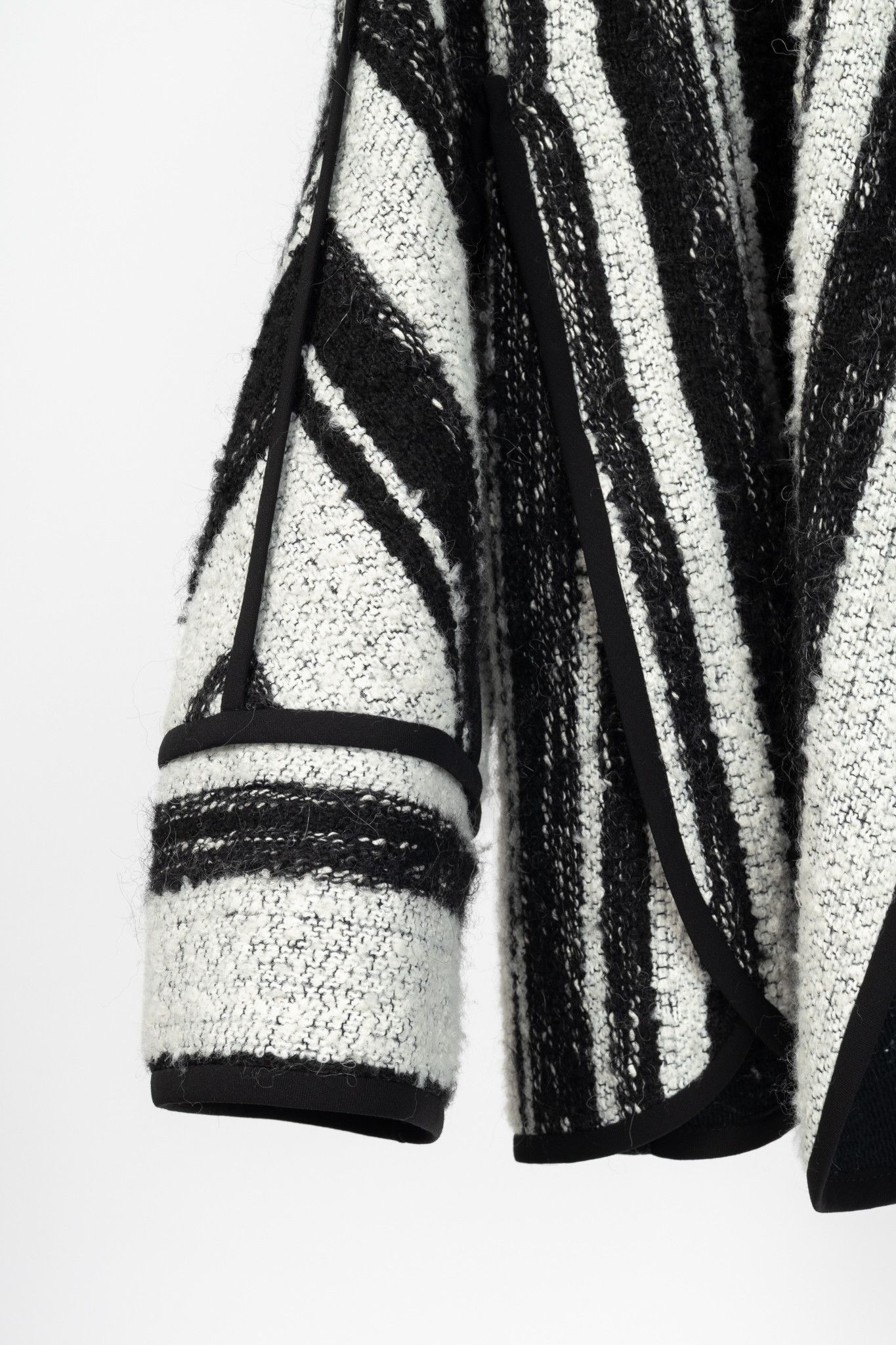 Akris Akris Punto White & Black Striped Cotton Boucle-Tweed Jacket Size L / US 10 / IT 46 - 6 Thumbnail