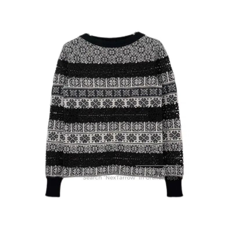 Chanel Chanel Black and gray hollow flower horse sea wool mulberr Size XXS / US 00 / IT 34 - 1 Thumbnail