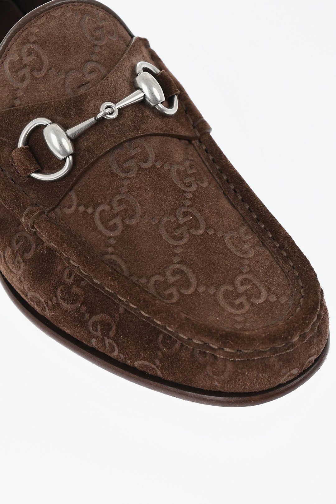 Gucci og1mm0426 Suede Embossed Loafers in Brown Size US 7 / EU 40 - 4 Thumbnail