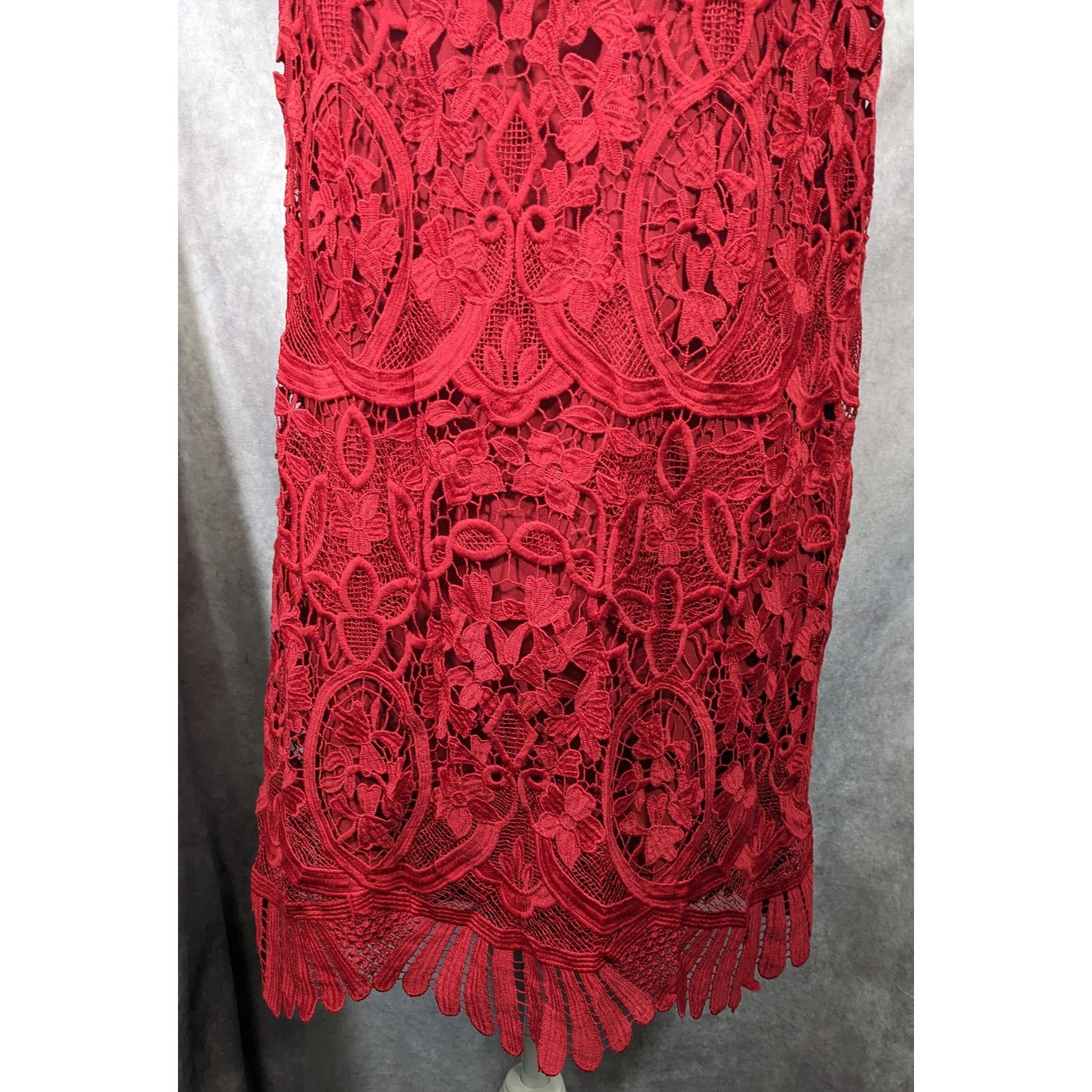 Lovers and Friends Lovers + Friends Caspian Red Lace Shift Dress Size Large Size L / US 10 / IT 46 - 8 Thumbnail