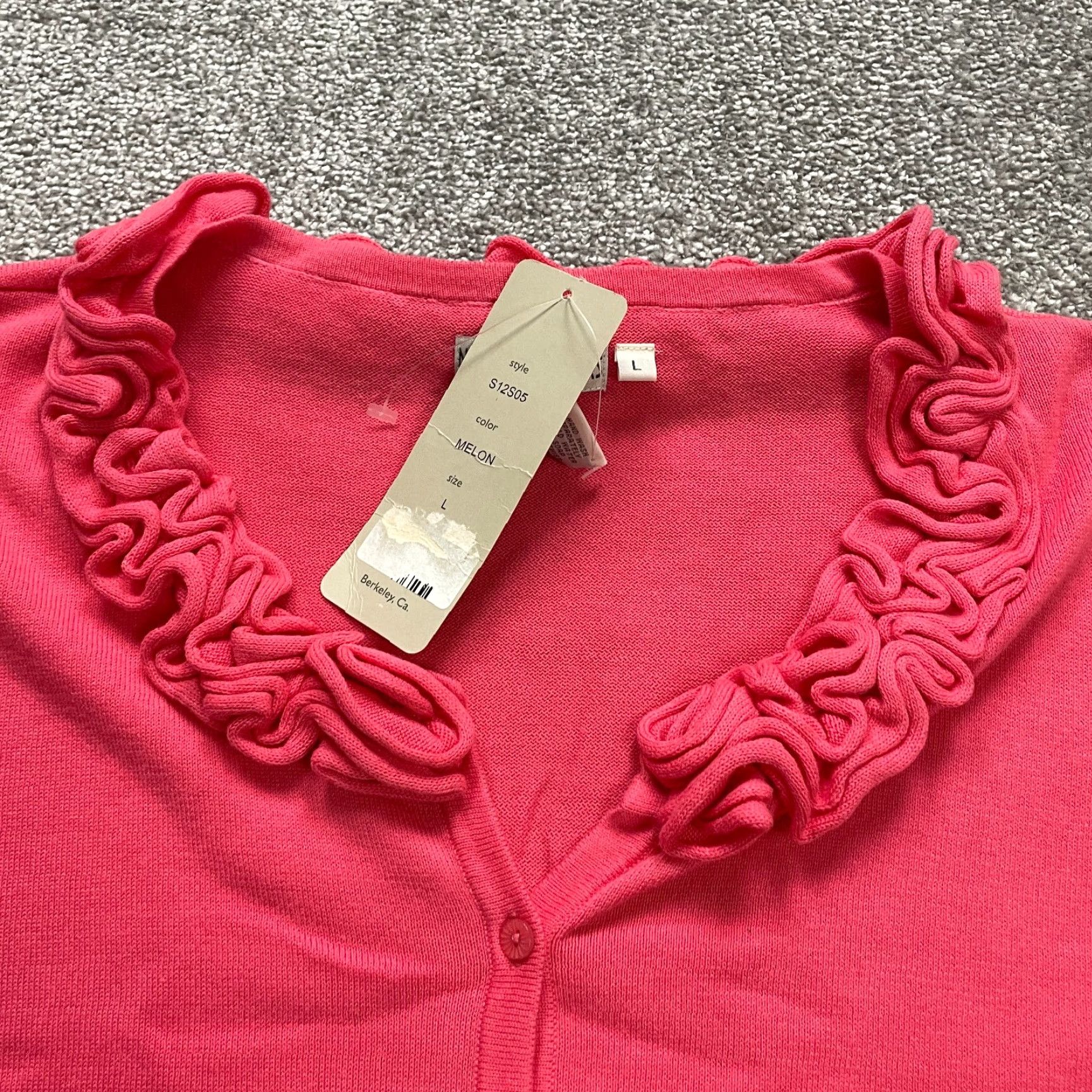 Pinko Normadic Traders Cardigan Sweater Women Large Pink Knit Button Down Round Neck Long Sleeve Cotton Lightweight Breathable Regular Fit Size L / US 10 / IT 46 - 4 Thumbnail
