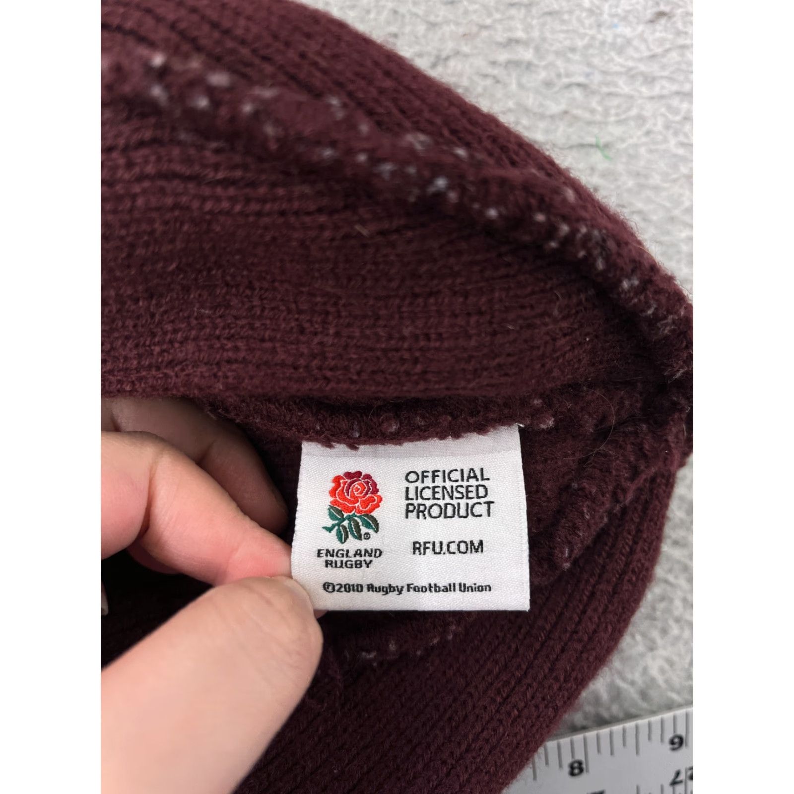 Vintage England Rugby RFU Beanie Adult One Size Burgundy Knit Acrylic Ski Est 1871 Size ONE SIZE - 7 Thumbnail